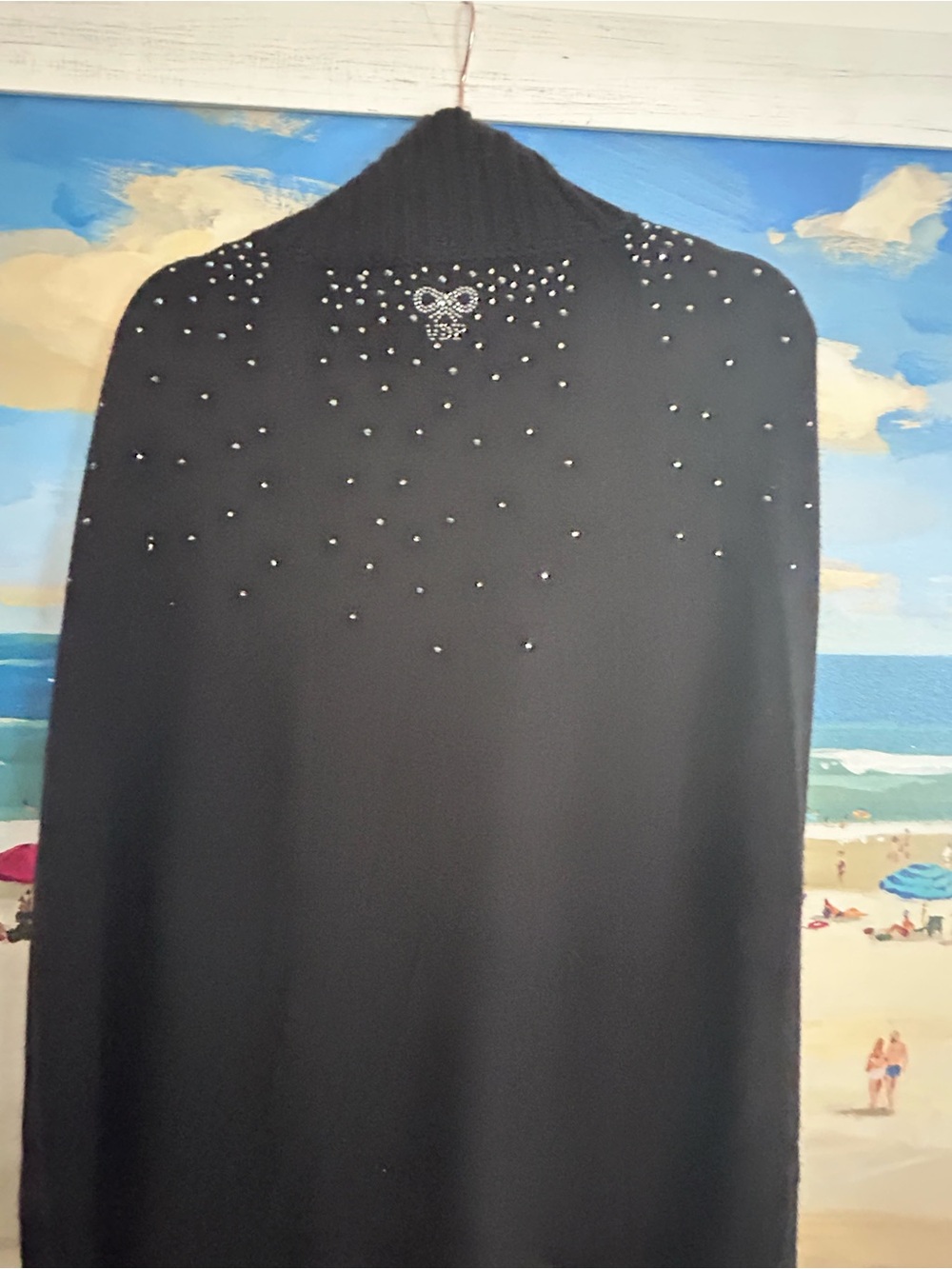 VDP Embellished Black Sweater Cape Zip up details - Picture 13 of 15
